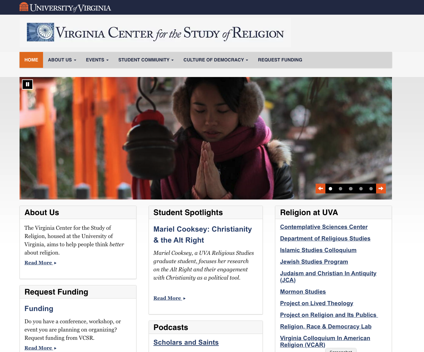 VCSR Homepage screenshot